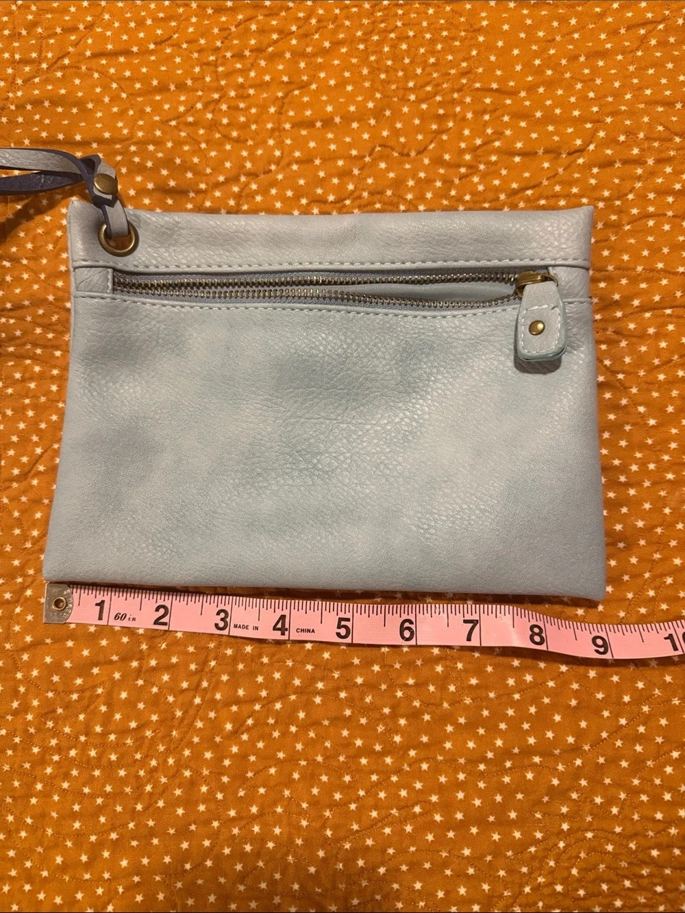 Under One Sky Blue/Light Blue Vegan Leather Reversible Tote with Matching Pouch